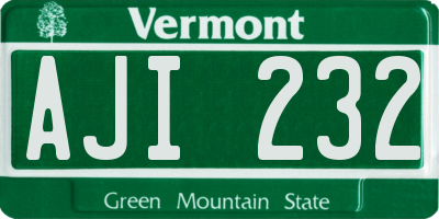 VT license plate AJI232