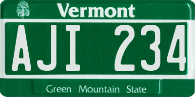 VT license plate AJI234