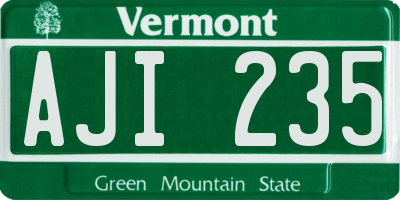 VT license plate AJI235