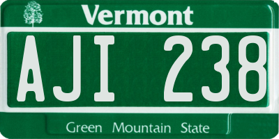 VT license plate AJI238