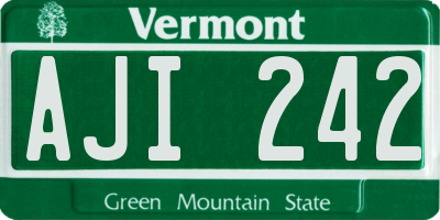 VT license plate AJI242