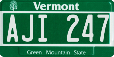 VT license plate AJI247