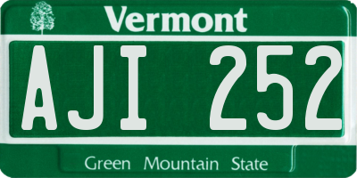 VT license plate AJI252