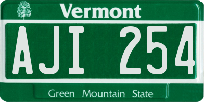 VT license plate AJI254