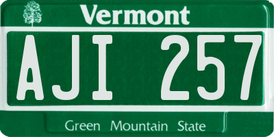 VT license plate AJI257