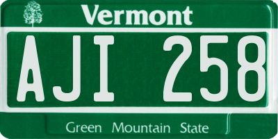VT license plate AJI258