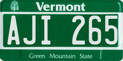 VT license plate AJI265