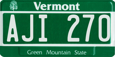 VT license plate AJI270