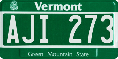 VT license plate AJI273