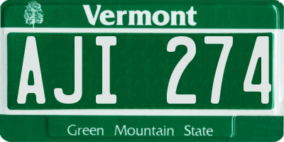 VT license plate AJI274