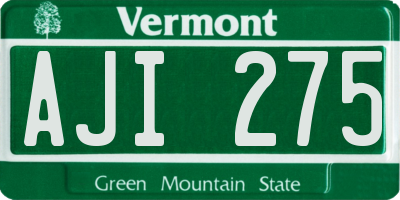 VT license plate AJI275