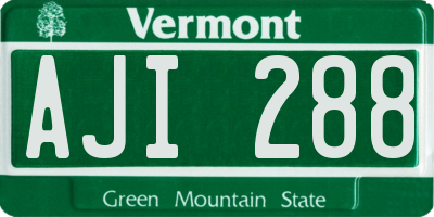 VT license plate AJI288