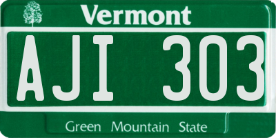 VT license plate AJI303