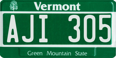 VT license plate AJI305