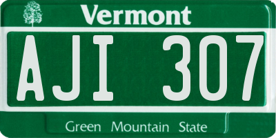 VT license plate AJI307