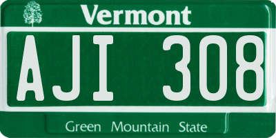 VT license plate AJI308