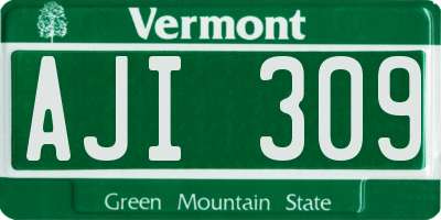 VT license plate AJI309