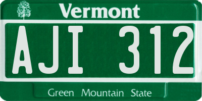 VT license plate AJI312