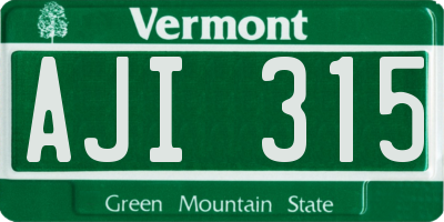VT license plate AJI315