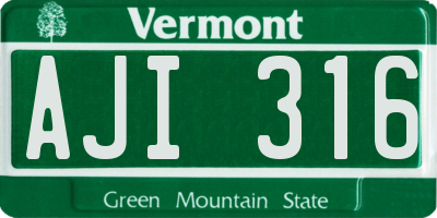 VT license plate AJI316
