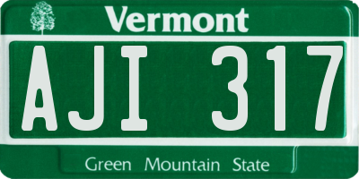 VT license plate AJI317