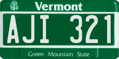 VT license plate AJI321