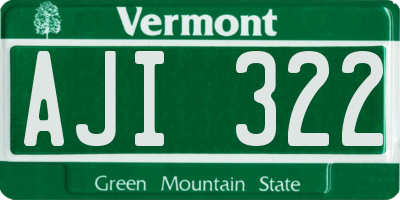 VT license plate AJI322