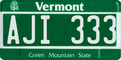 VT license plate AJI333