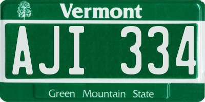 VT license plate AJI334