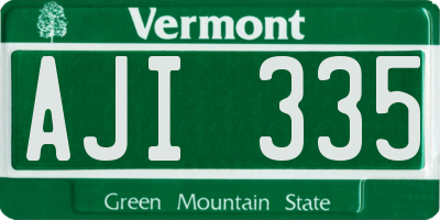 VT license plate AJI335