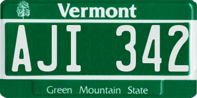 VT license plate AJI342