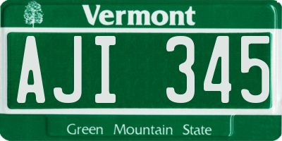 VT license plate AJI345