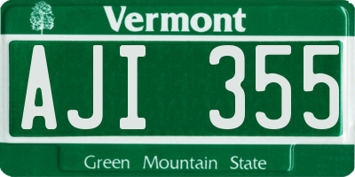 VT license plate AJI355