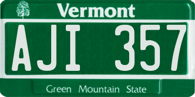 VT license plate AJI357