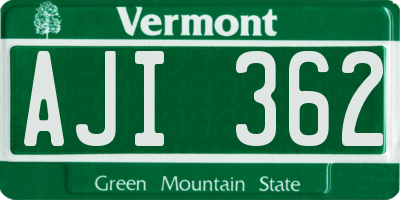 VT license plate AJI362