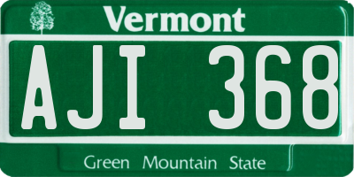 VT license plate AJI368