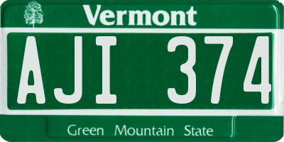 VT license plate AJI374