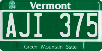 VT license plate AJI375