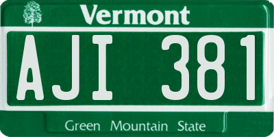 VT license plate AJI381
