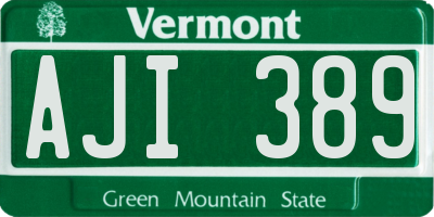 VT license plate AJI389