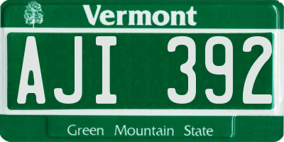 VT license plate AJI392