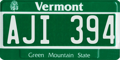 VT license plate AJI394