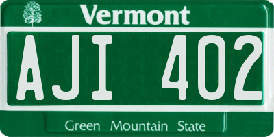 VT license plate AJI402