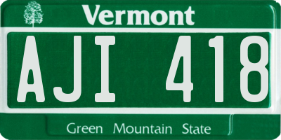 VT license plate AJI418