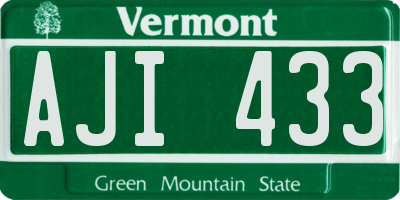 VT license plate AJI433