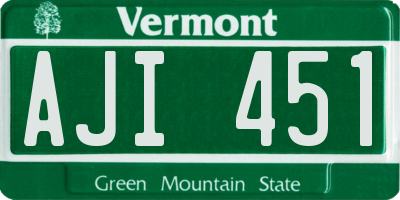 VT license plate AJI451