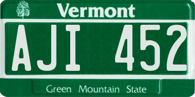 VT license plate AJI452