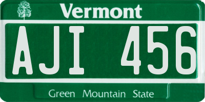 VT license plate AJI456