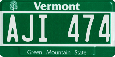 VT license plate AJI474