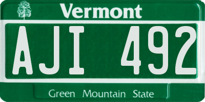 VT license plate AJI492